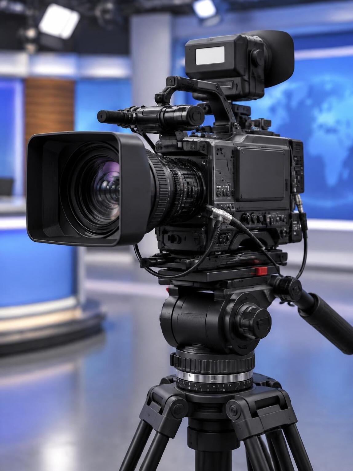 Professional broadcast camera on a studio stand