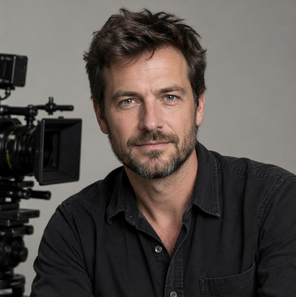 Portrait of a man camera operator with short beard